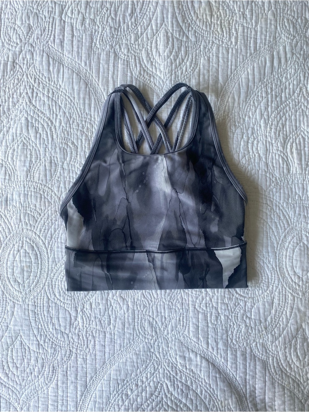 Women's Black & Gray Strappy Sports Bra